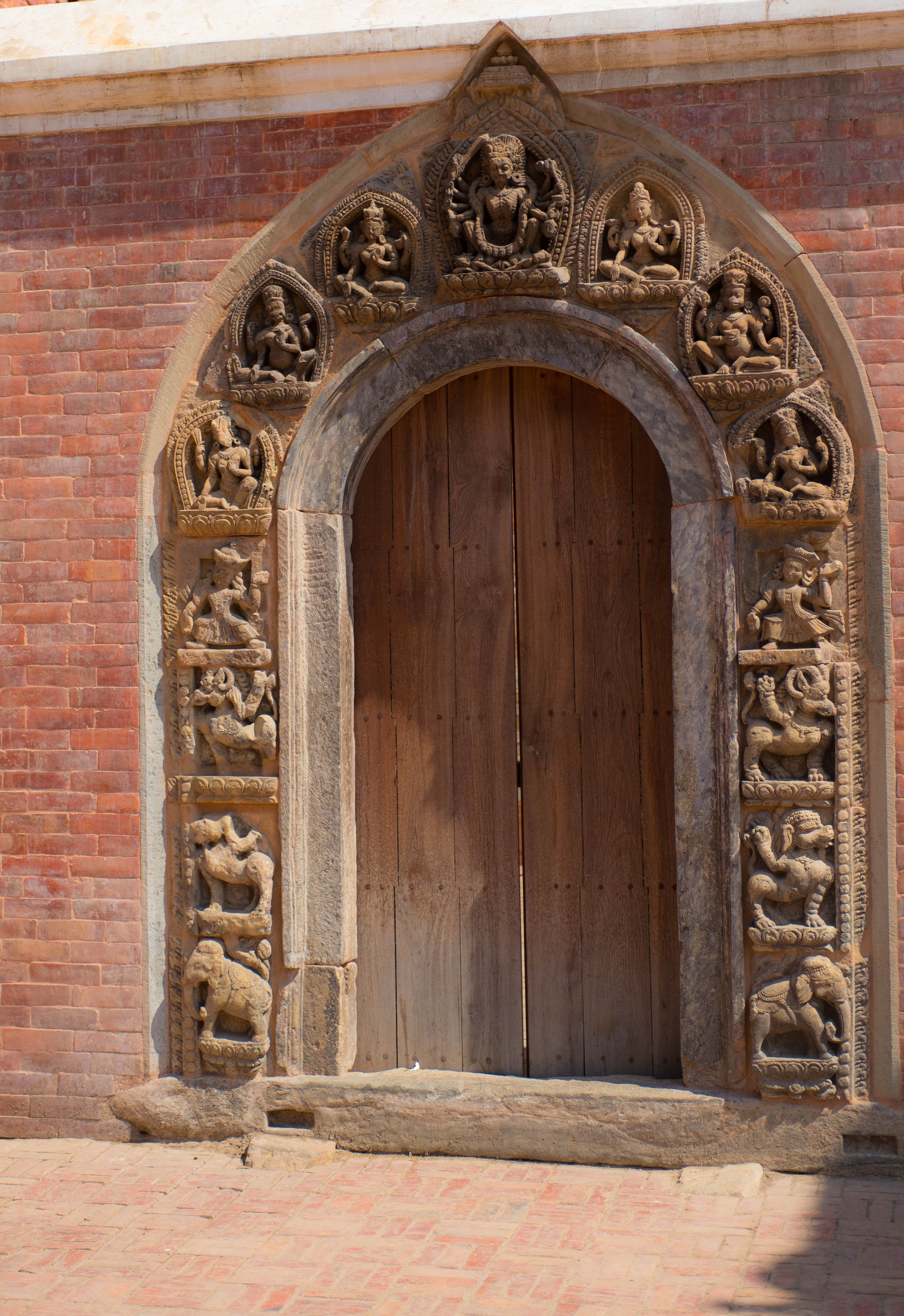 Mul Chowk gateway showing arched  stone  surround of door before